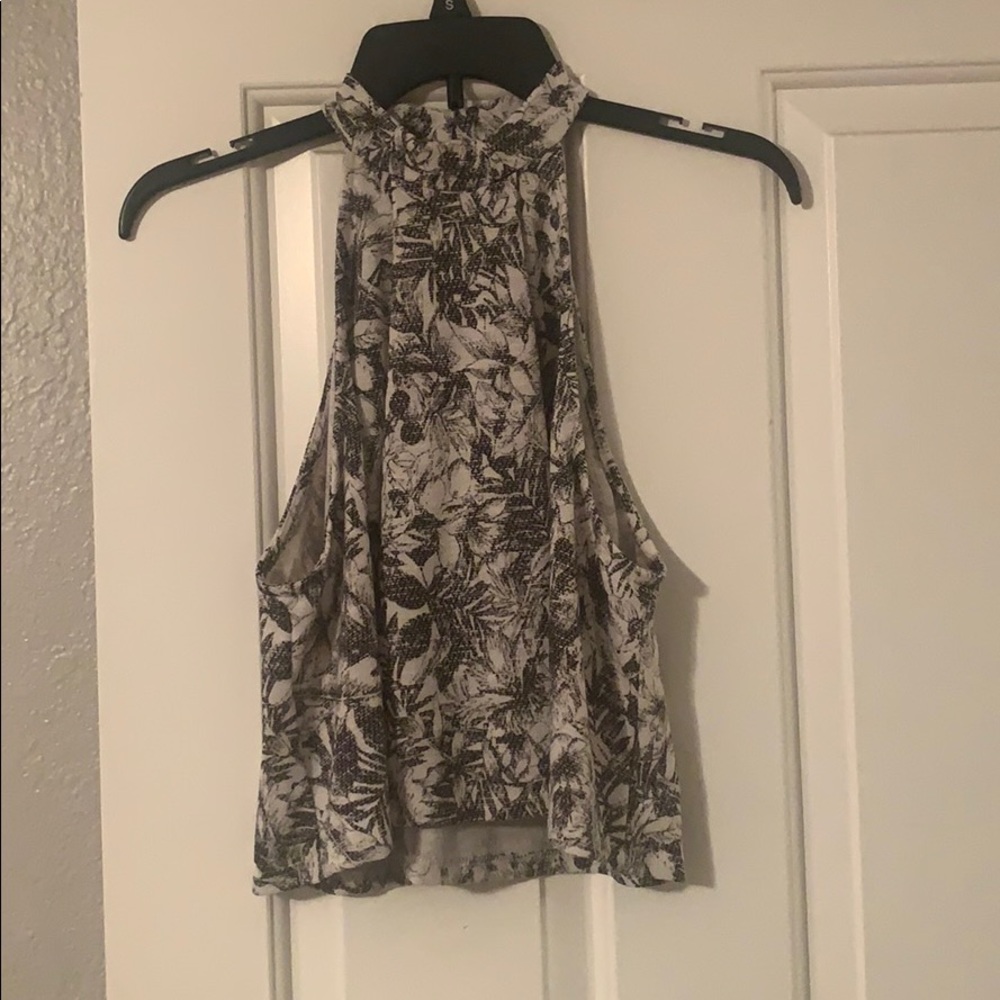 Abound Black and White Pattern Halter Tank Top
